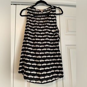 Banana Republic black and white taxi cab print blouse